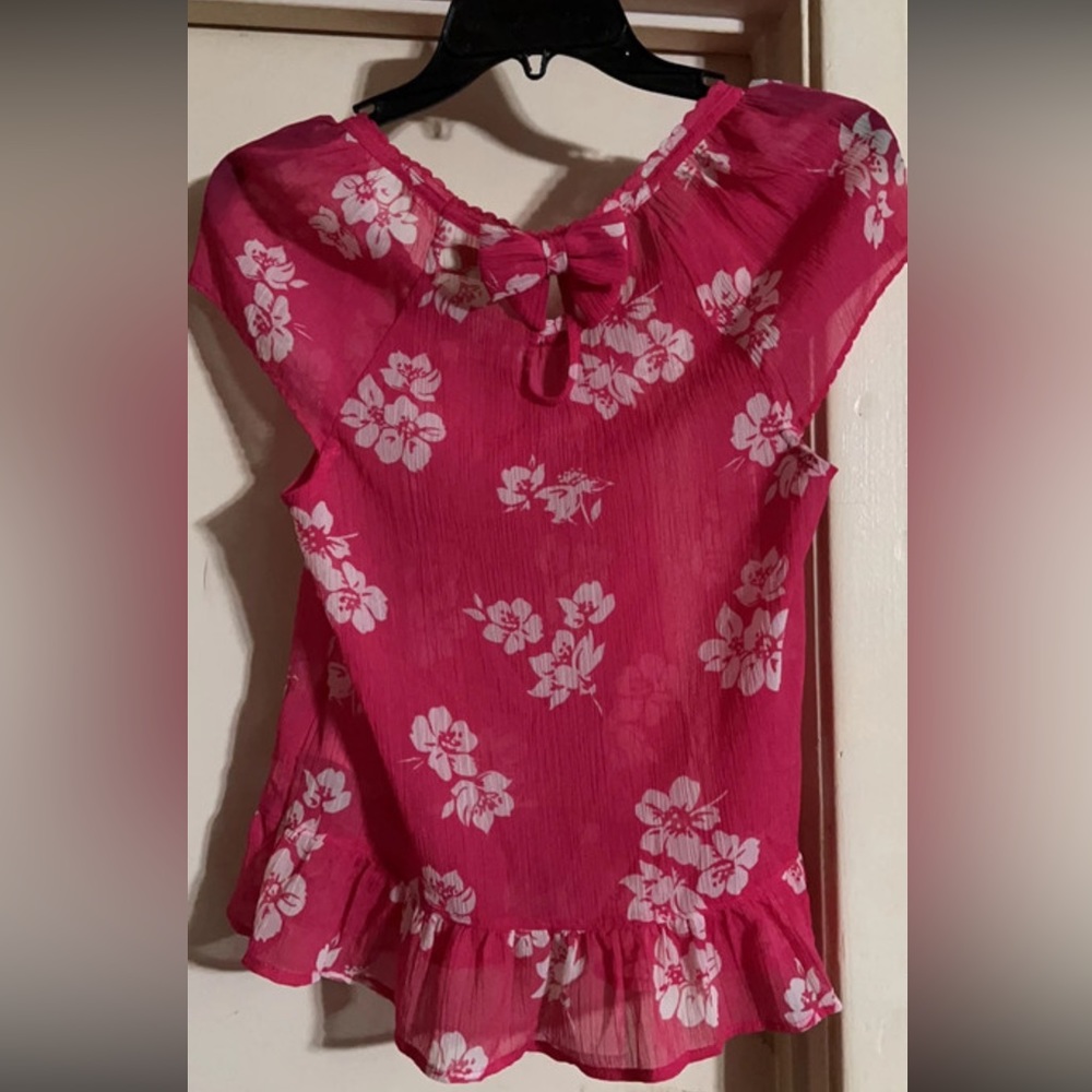 Hollister baby doll sheer pink floral blouse